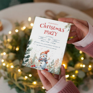 Cute Snowman and Winter Outdoor Christmas Party Invitation