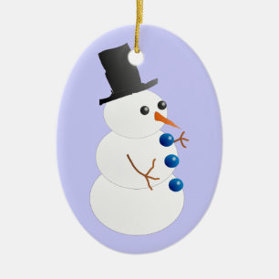 Cute Snowman avec ornement en céramique Tophat