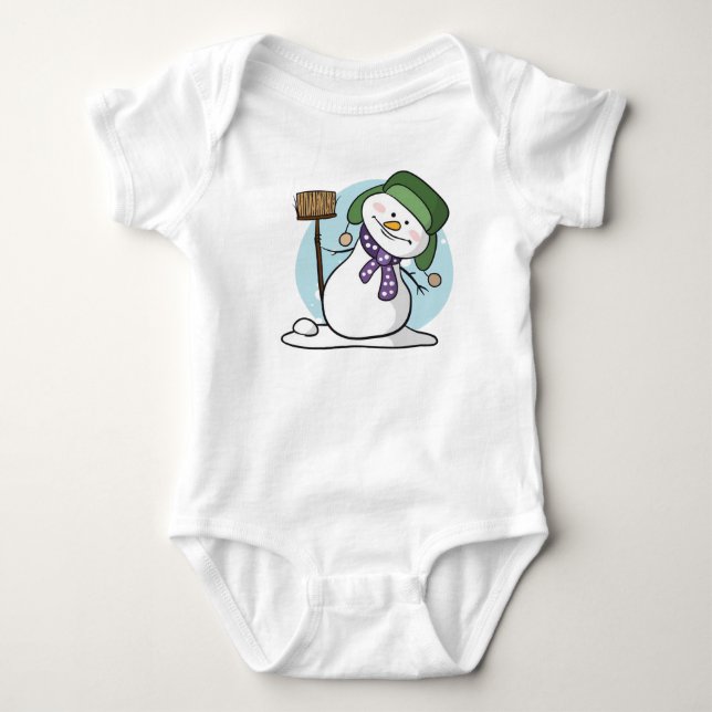 Cute Snowman Baby Bodysuit (Front)