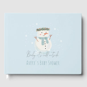 Cute Snowman Baby It's Cold Outside Baby Shower Guest Book
