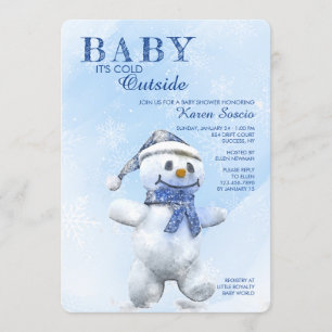 Cute Snowman Baby Shower Invitation