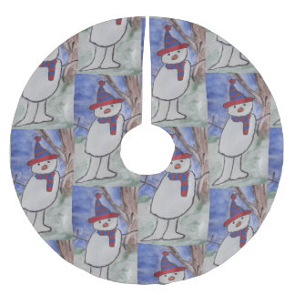 Cute Snowman Brushed Polyester Tree Skirt