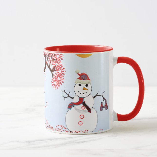 Cute Snowman Candy Cane Tree Mug (Right)