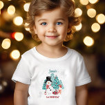 Cute Snowman Christmas Birthday Name Toddler T-shirt<br><div class="desc">Cute Christmas Birthday Toddler T-shirt with a cute snowman,  bunny,  and Christmas tree in a snowy forest. Easily personalize the text. - Kate Eden Art</div>