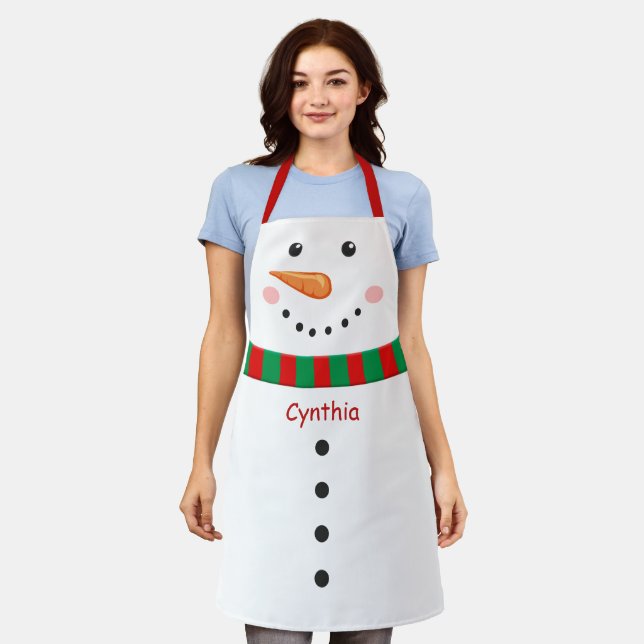 Cute Snowman Christmas Funny All-Over Print Apron (Worn)