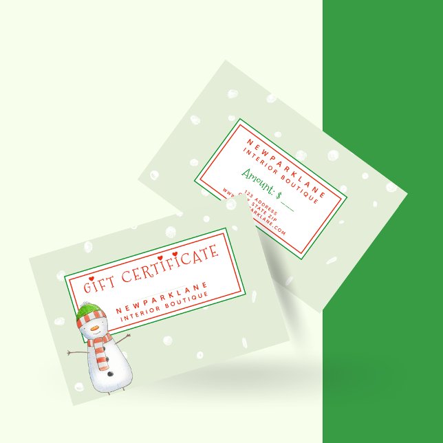 Cute Snowman - Christmas Gift Certificate (Creator Uploaded)