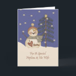 Cute Snowman Christmas Nephew & Wife Holiday Card<br><div class="desc">card</div>