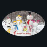 Cute Snowman Christmas Stickers With Family Name<br><div class="desc">Cute Snowman Christmas Stickers with Family Name for your Christmas Holiday packages, cards and gifts. Designed with a family of cute snowmen all dressed for winter fun, and your Family Name at the bottom. To personalize, simply insert your text into our easy template, replacing the sample. Enjoy!</div>