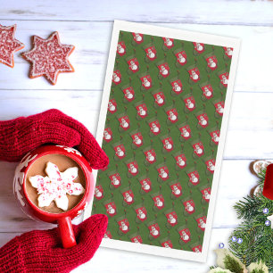 Cute Snowman Christmas Stocking Pattern Napkin