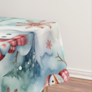Cute Snowman Christmas Tablecloth