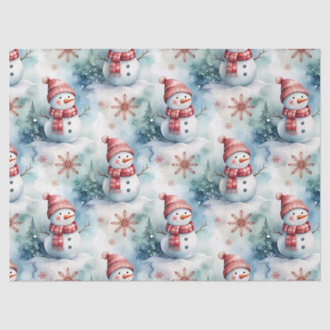 Cute Snowman Christmas  Tissue Paper (Front)