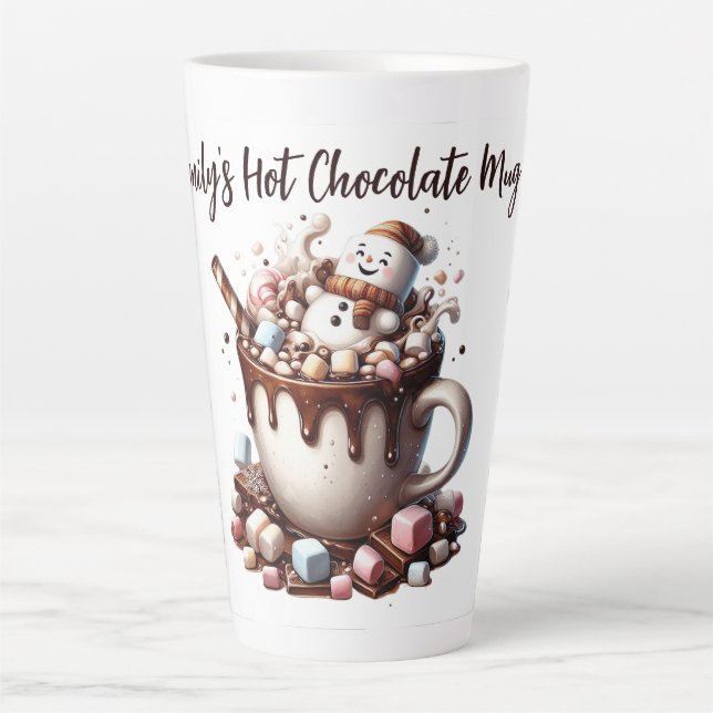 Cute Snowman Cocoa Design  Latte Mug (Front)