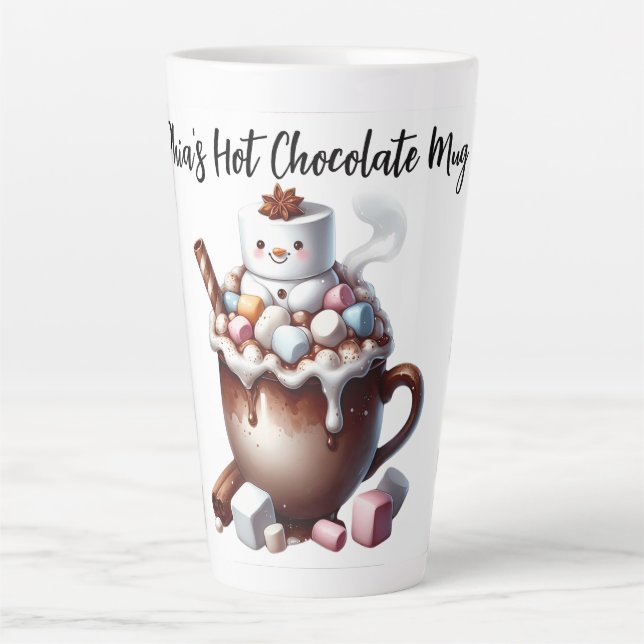 Cute Snowman Cocoa Design  Latte Mug (Front)