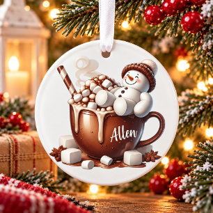 Cute Snowman Cocoa Design Ornament