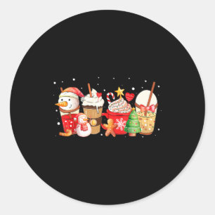 Cute Snowman Coffee Lover Latte Gingerbread Funny  Classic Round Sticker