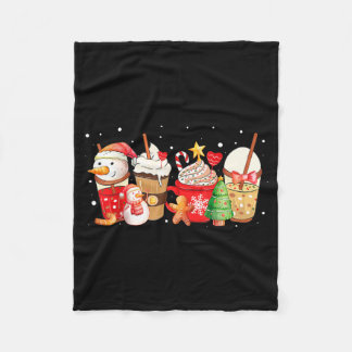Cute Snowman Coffee Lover Latte Gingerbread Funny  Fleece Blanket
