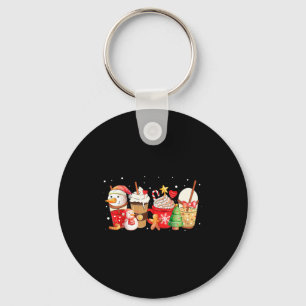 Cute Snowman Coffee Lover Latte Gingerbread Funny Keychain