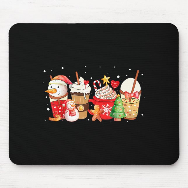 Cute Snowman Coffee Lover Latte Gingerbread Funny  Mouse Pad (Front)