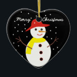 Cute snowman custom Christmas ornament<br><div class="desc">Cute snowman custom Christmas ornament featuring an adorable snowman with red hat,  yellow scarf,  button eyes and sticks.</div>