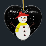 Cute snowman custom Christmas ornament<br><div class="desc">Cute snowman custom Christmas ornament featuring an adorable snowman with red hat,  yellow scarf,  button eyes and sticks.</div>