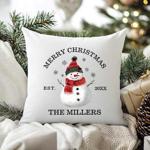 Cute Snowman Custom Christmas Throw Pillow