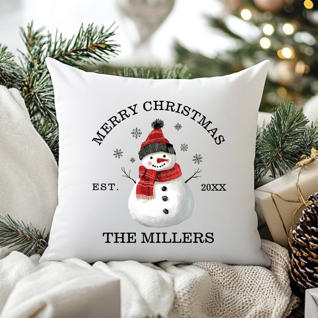 Cute Snowman Custom Christmas Throw Pillow (Cute Snowman Custom Christmas Throw Pillow Decoration )