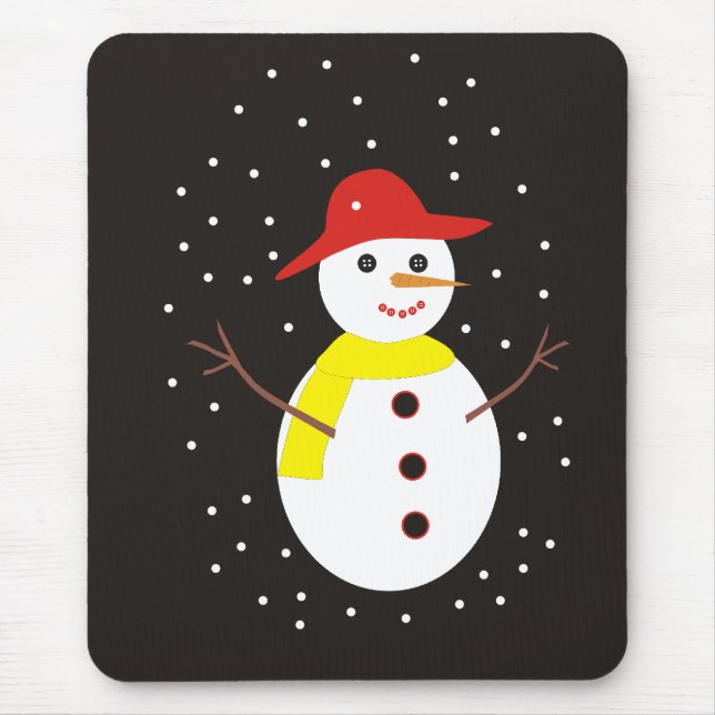 Cute Snowman Custom Mousepad (Front)