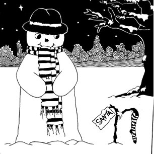 Cute snowman design black and white Christmas Kitchen Towel