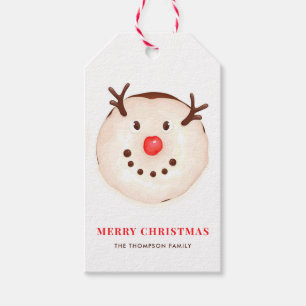 Cute Snowman Donuts Festive Christmas Gift Tags