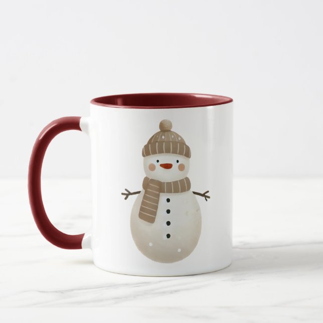 Cute Snowman Drawing Christmas Mug (Left)