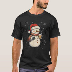 Cute Snowman Drink Coffee Winter Snowflake Snowman T-Shirt