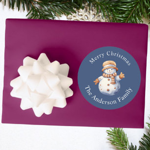 Cute Snowman, Elegant Merry Christmas Sticker