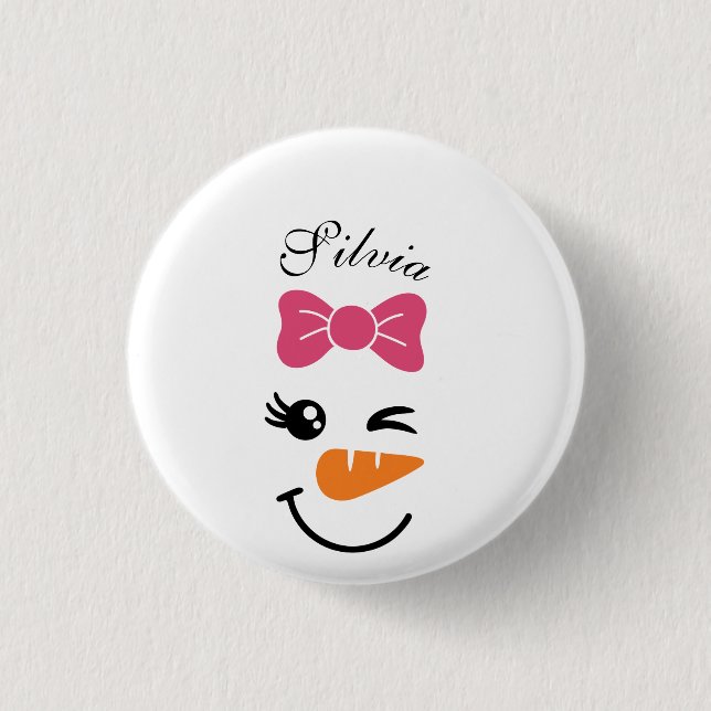 Cute Snowman Face Christmas  1 Inch Round Button (Front)