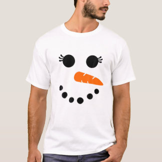 Cute Snowman Face For Womens Girls Eyelashes Chris T-Shirt