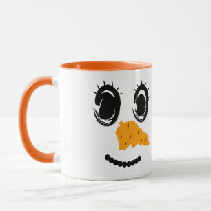 Cute Snowman Face – Minimal Christmas Brushstroke Mug