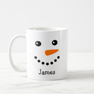 Cute Snowman Face Nom personnalisé Mug