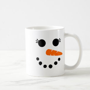 Cute Snowman Face Shirt For Womens Girls Eyelashes Coffee Mug