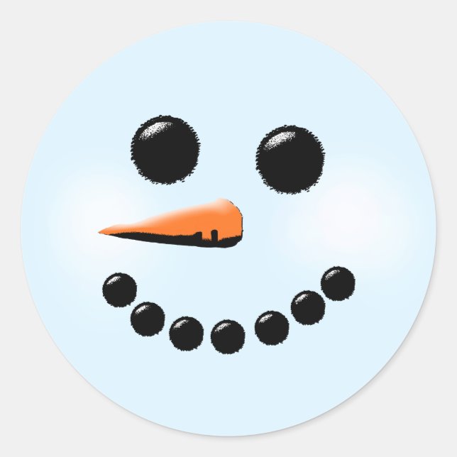 Cute Snowman Face Winter Holiday Snowmen Classic Round Sticker (Front)