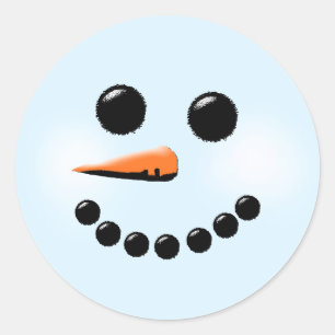 Cute Snowman Face Winter Holiday Snowmen Classic Round Sticker