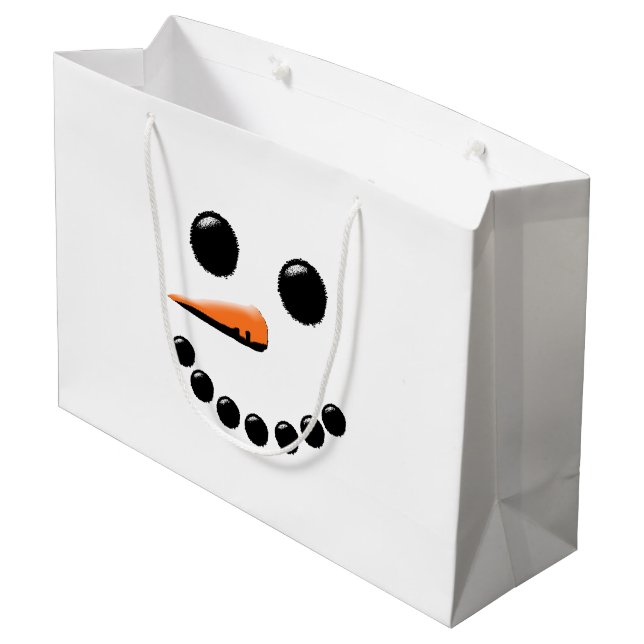 Cute Snowman Face Winter Holiday Snowmen Xmas Large Gift Bag (Back Angled)