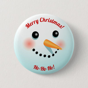 Cute Snowman Face With Carrot Nose 2 Inch Round Button