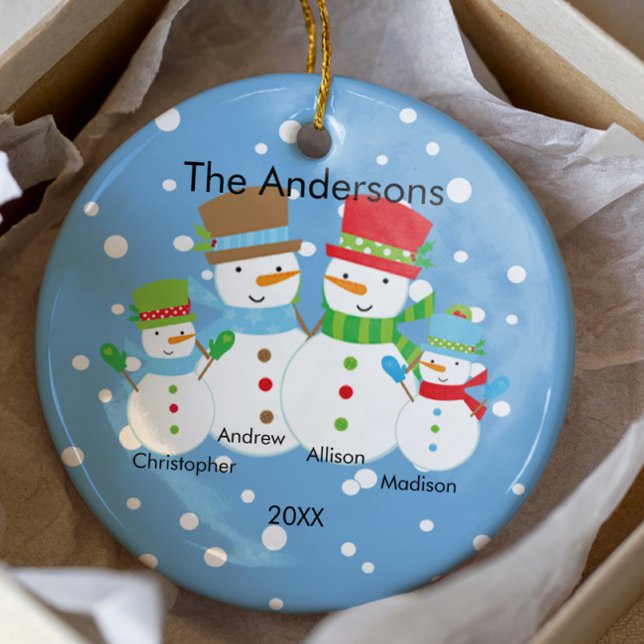 Cute Snowman Family of 4 Christmas Ornament (Creator Uploaded)