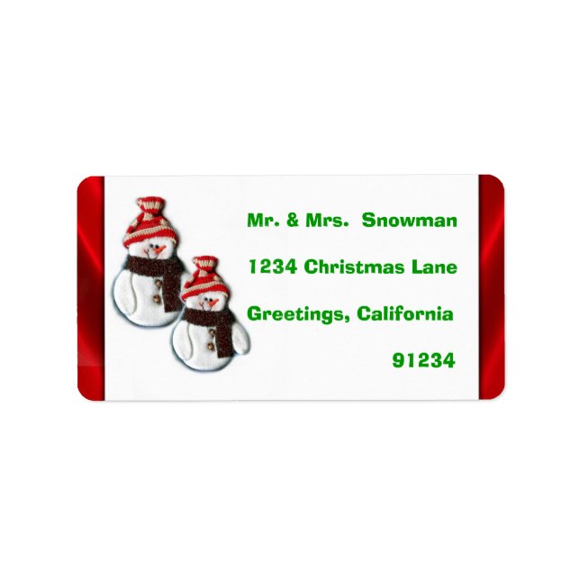 Cute Snowman Family Of Two Return Address Labels (Front)