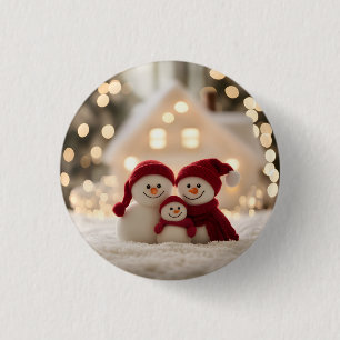 Cute Snowman Family Winter Christmas 1 Inch Round Button