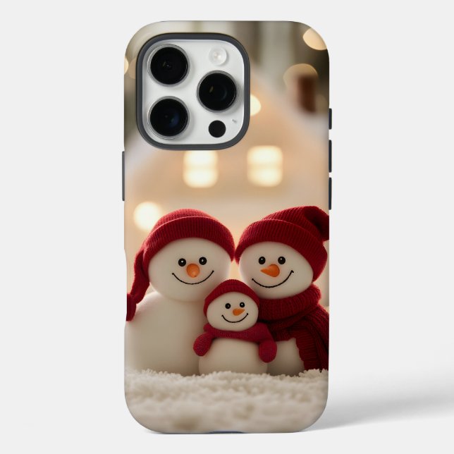 Cute Snowman Family Winter Christmas Case-Mate iPhone Case (Back)