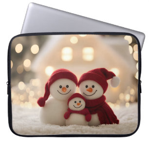 Cute Snowman Family Winter Christmas Laptop Sleeve