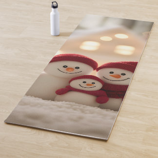 Cute Snowman Family Winter Christmas Yoga Mat
