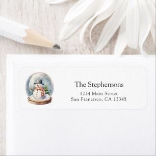 Cute Snowman Festive Snow Globe Return Address