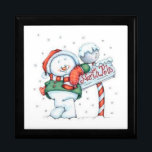 Cute Snowman Gift Box<br><div class="desc">Cute Snowman at the North Pole
Hold your valuables in this beautiful keepsake box. Made of lacquered wood, the jewellery box comes in golden oak, ebony black, emerald green, and red mahogany. Soft felt protects your jewellery and other collectibles.</div>