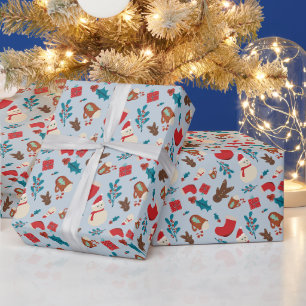 Cute Snowman Gingerbread & Hot Cocoa Christmas Wrapping Paper